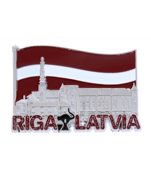 Ledusskapja magnēts ar Rīgas pili un Latvijas karoga dizainu